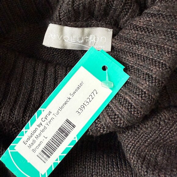 Evolution Stitch Fix Madi Cable Knit Turtleneck Sweater Sz Large Brown NWT - Picture 8 of 11